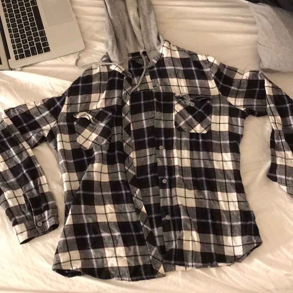 Large hooded flannel